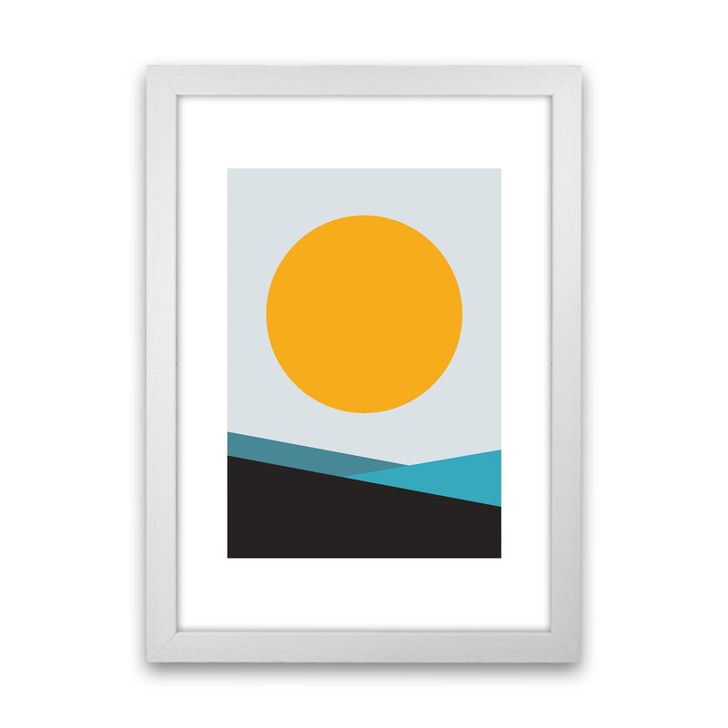 Mita Teal Big Sun N6  Art Print by Pixy Paper White Grain