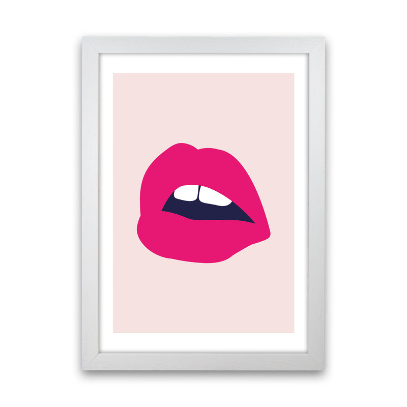 Pink Lips Salmon Back  Art Print by Pixy Paper White Grain