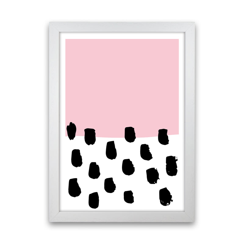 Pink Polka Neon Funk  Art Print by Pixy Paper White Grain