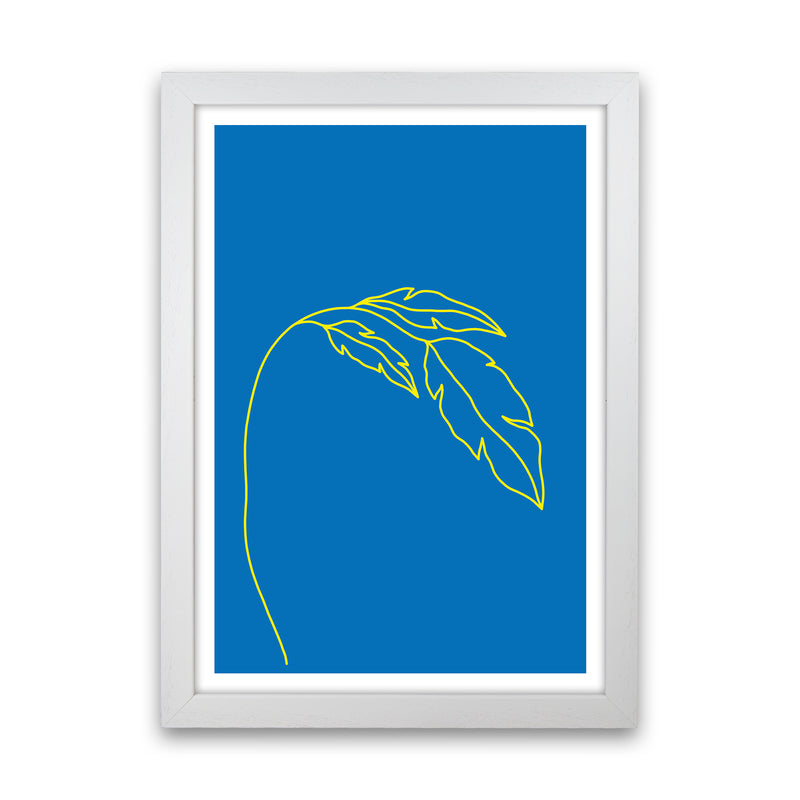 Plant Blue Neon Funk  Art Print by Pixy Paper White Grain