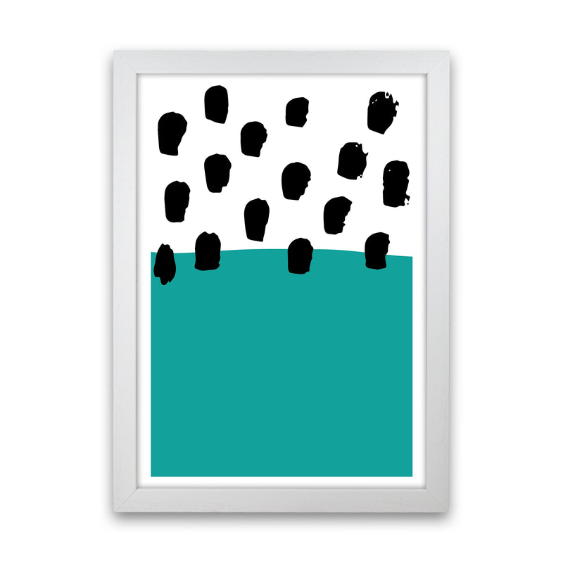 Teal Polka Neon Funk  Art Print by Pixy Paper White Grain