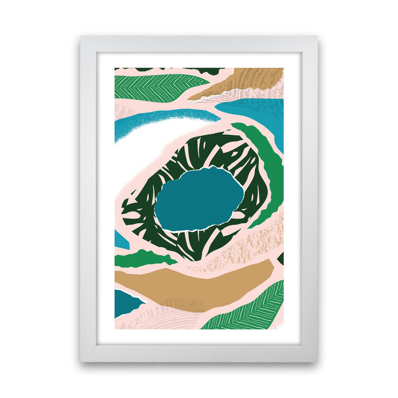 Blue Lake Jungle Abstract  Art Print by Pixy Paper White Grain