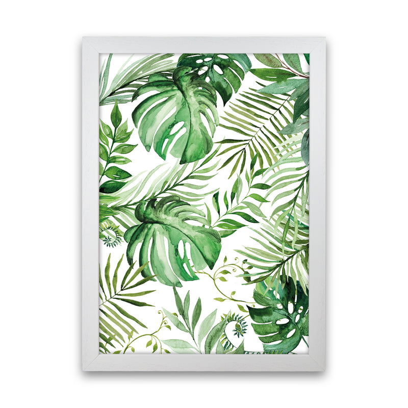 Full Page Leaves Exotic  Art Print by Pixy Paper White Grain