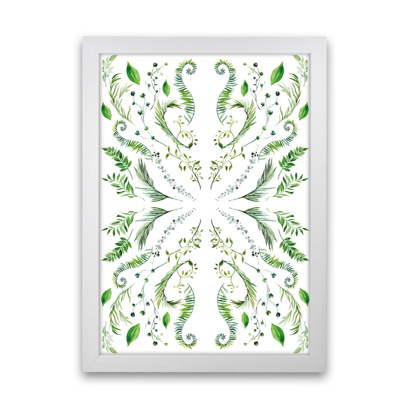Mirrored Plants Exotic  Art Print by Pixy Paper White Grain