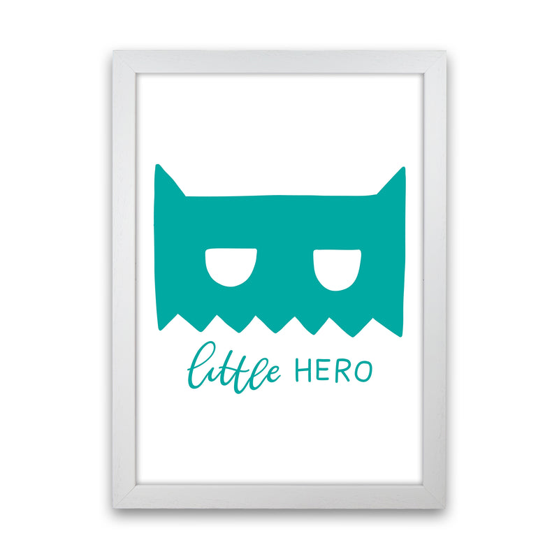 Little Hero Mask Teal Super Scandi  Art Print by Pixy Paper White Grain