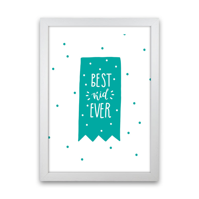 Best Day Ever Teal Super Scandi  Art Print by Pixy Paper White Grain