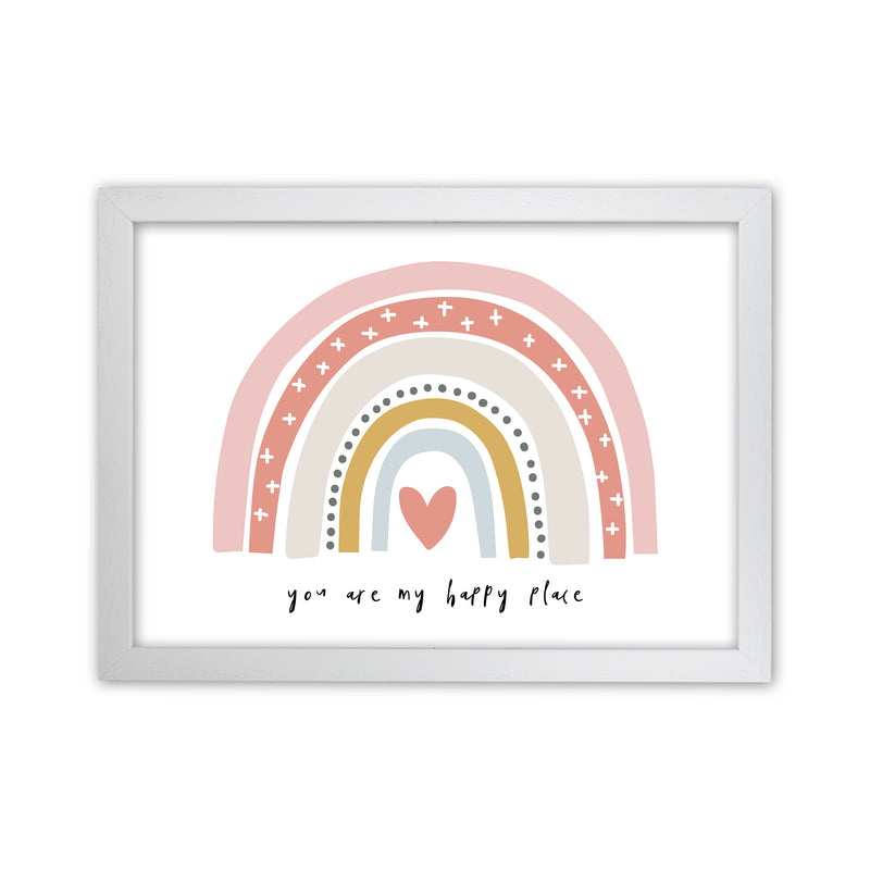 You Are My Happy Place Rainbow  Art Print by Pixy Paper White Grain