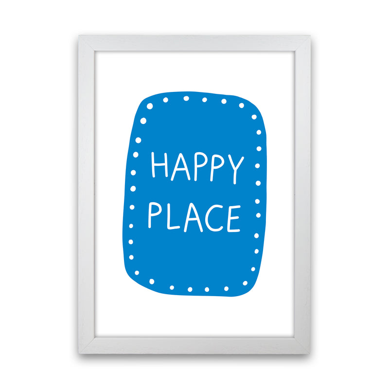 Happy Place Blue Super Scandi  Art Print by Pixy Paper White Grain