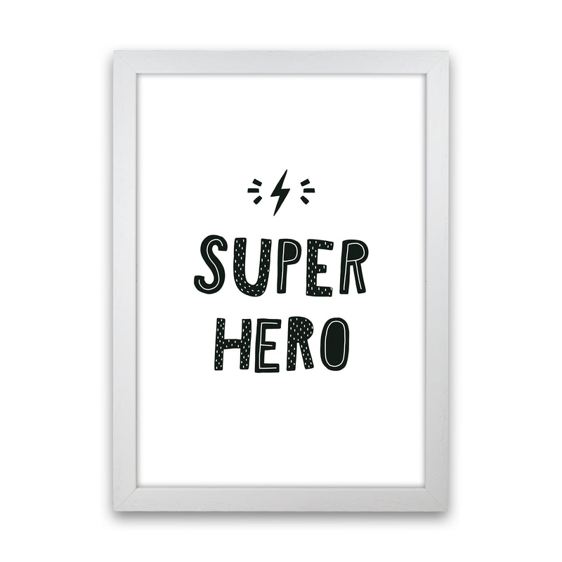 Super Hero Black Super Scandi  Art Print by Pixy Paper White Grain