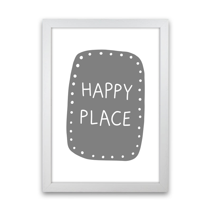 Happy Place Super Scandi Grey  Art Print by Pixy Paper White Grain