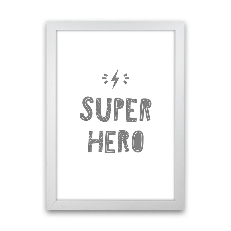 Super Hero Grey Super Scandi  Art Print by Pixy Paper White Grain