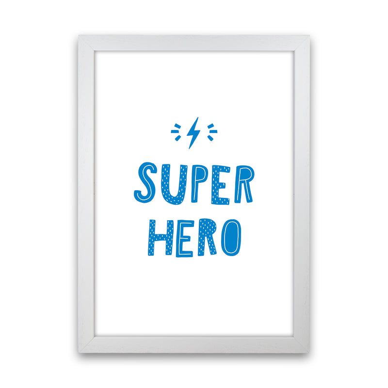 Super Hero Blue Super Scandi  Art Print by Pixy Paper White Grain