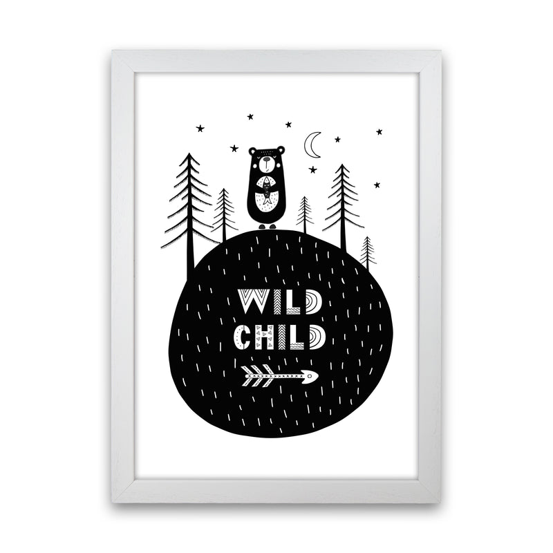 Wild Child Forest Bear  Art Print by Pixy Paper White Grain