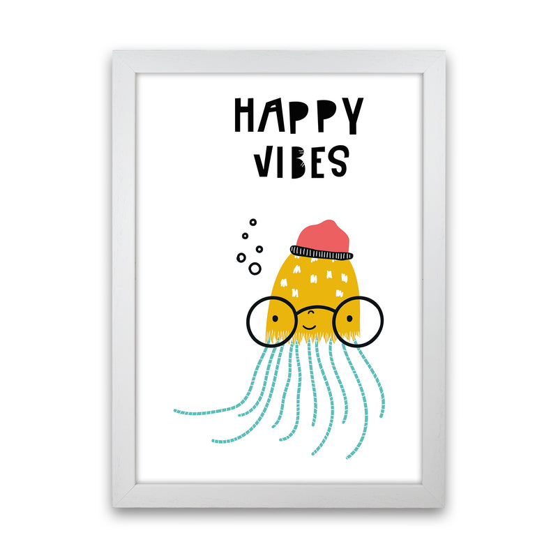 Happy Vibes Animal Pop  Art Print by Pixy Paper White Grain