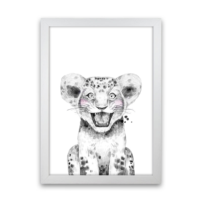 Safari Babies Tiger  Art Print by Pixy Paper White Grain