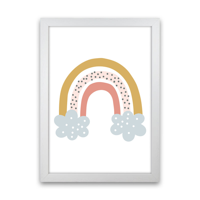 Rainbow With Clouds  Art Print by Pixy Paper White Grain