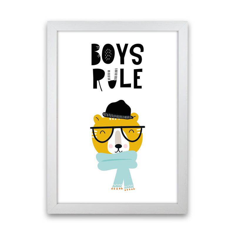 Boys Rule Animal Pop  Art Print by Pixy Paper White Grain