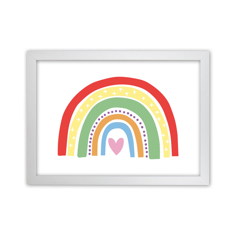 Rainbow With Heart  Art Print by Pixy Paper White Grain