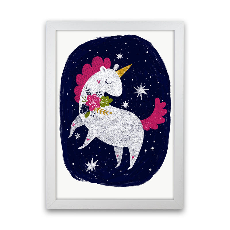 Unicorn Night Sky  Art Print by Pixy Paper White Grain