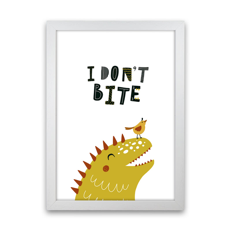 I Don'T Bite Dino  Art Print by Pixy Paper White Grain