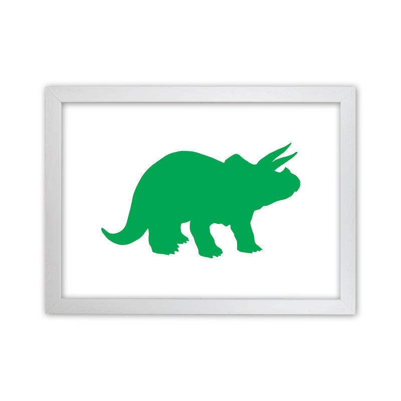 Triceratops Green  Art Print by Pixy Paper White Grain