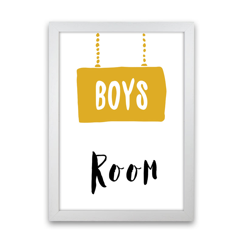 Boys Room Mustard  Art Print by Pixy Paper White Grain