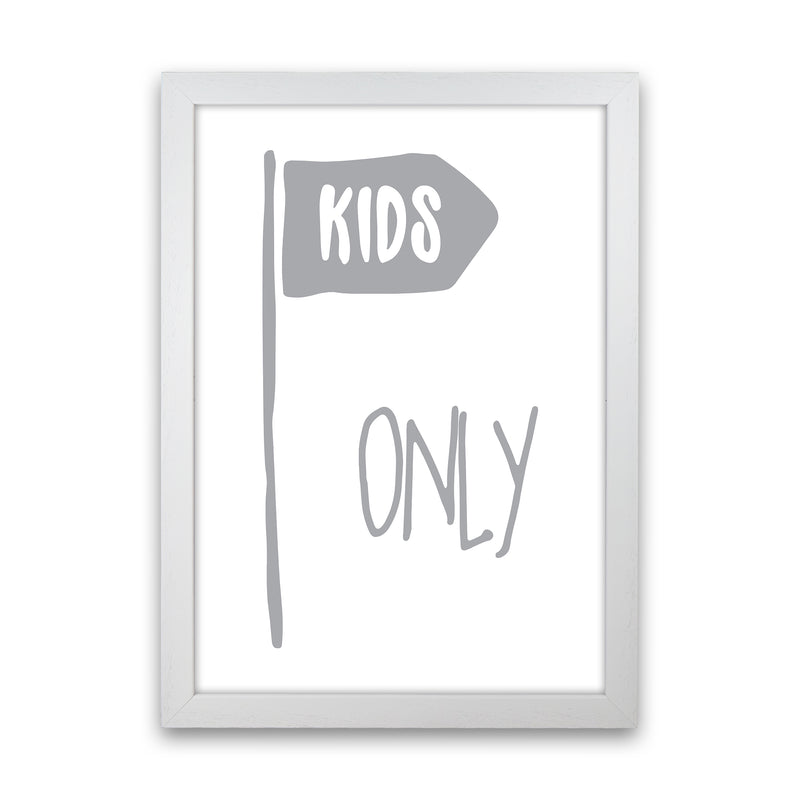Kids Only Grey  Art Print by Pixy Paper White Grain