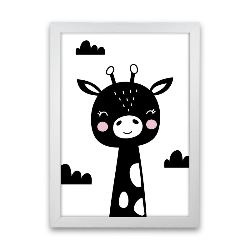 Giraffe Black  Art Print by Pixy Paper White Grain