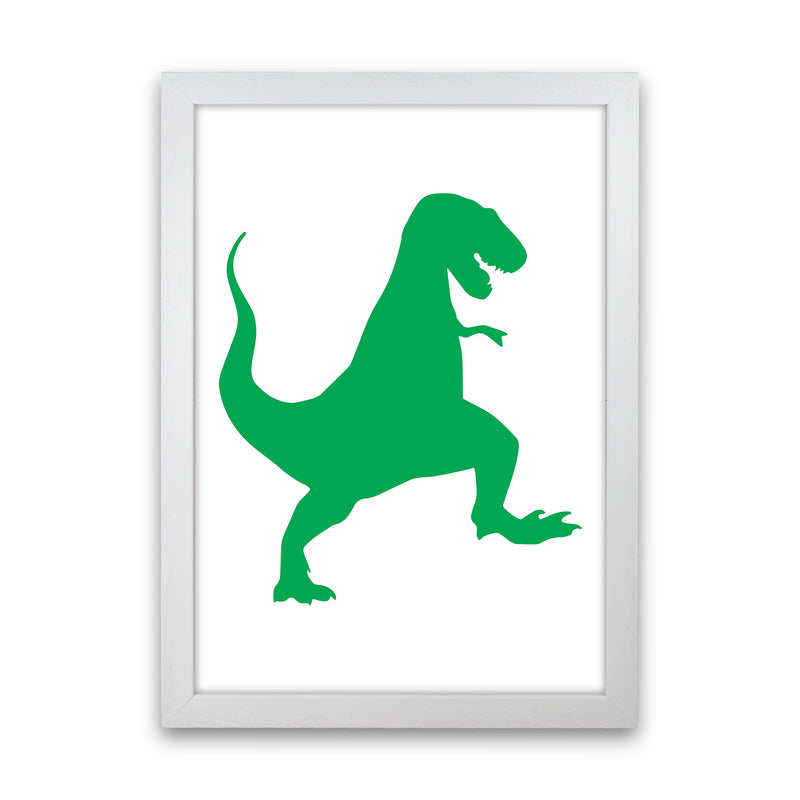 T-Rex Green  Art Print by Pixy Paper White Grain