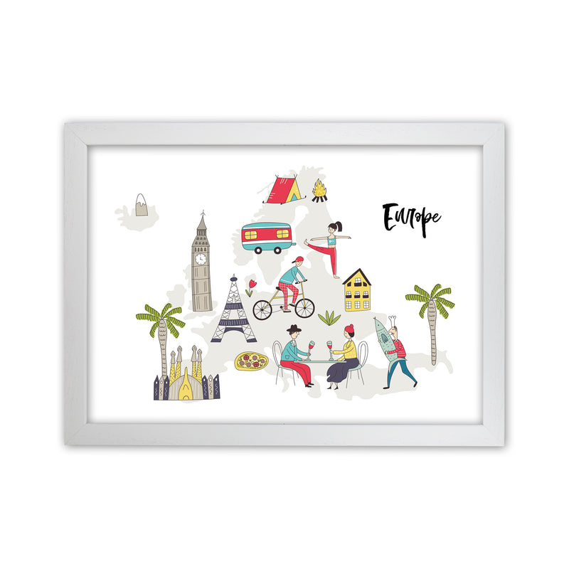 Europe Map  Art Print by Pixy Paper White Grain