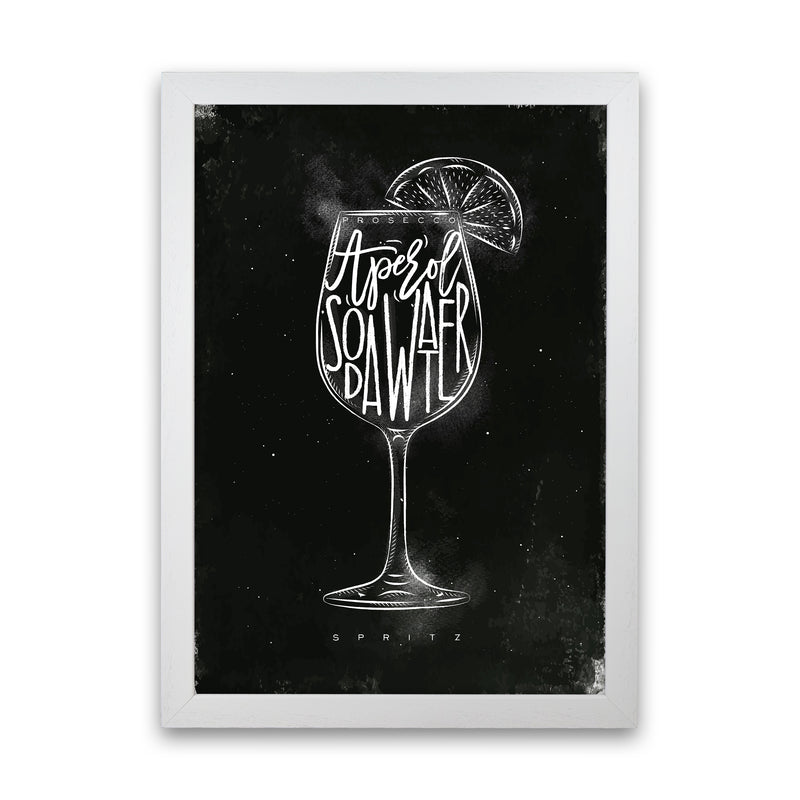 Prosecco Spritz Cocktail Black  Art Print by Pixy Paper White Grain