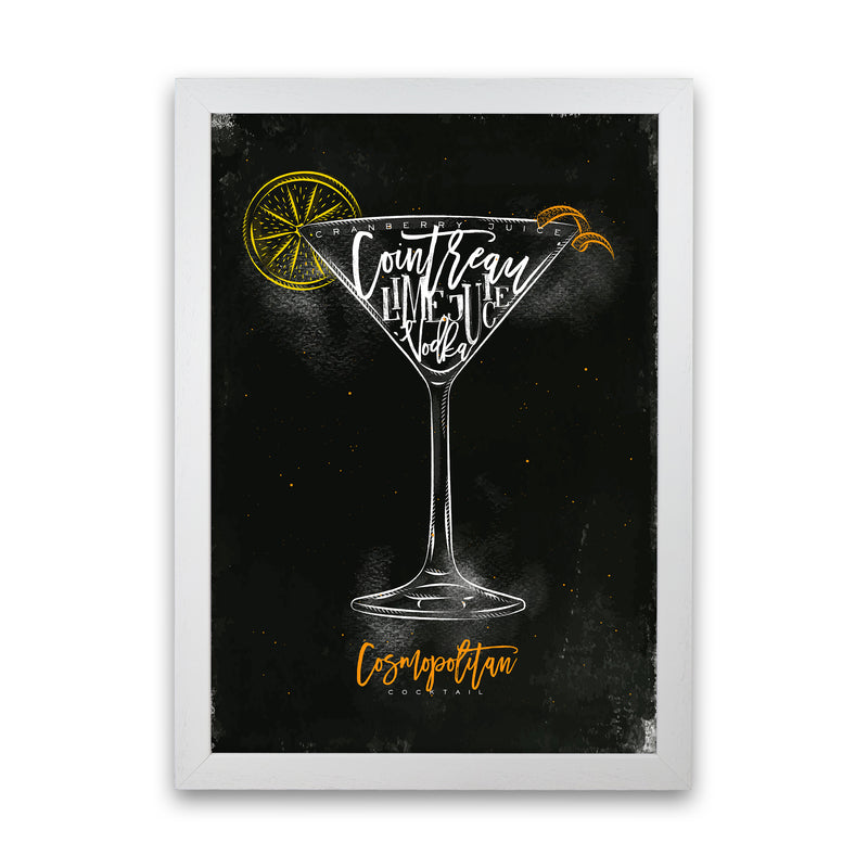 Cosmopolitan Cocktail Black  Art Print by Pixy Paper White Grain