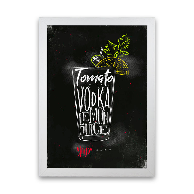 Bloody Mary Cocktail Black  Art Print by Pixy Paper White Grain