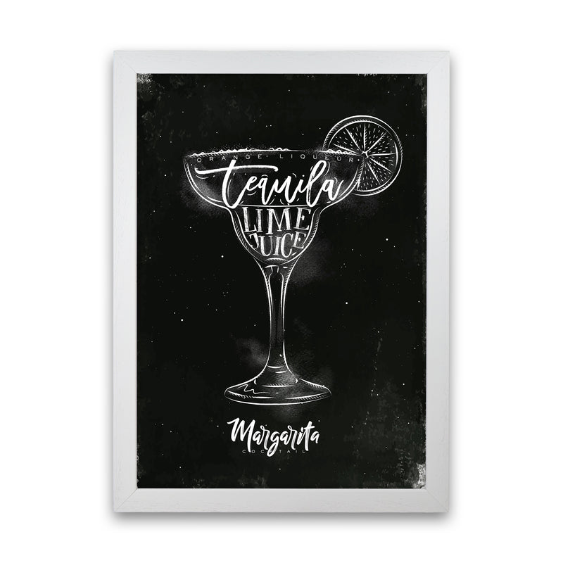 Margarita Cocktail Black  Art Print by Pixy Paper White Grain