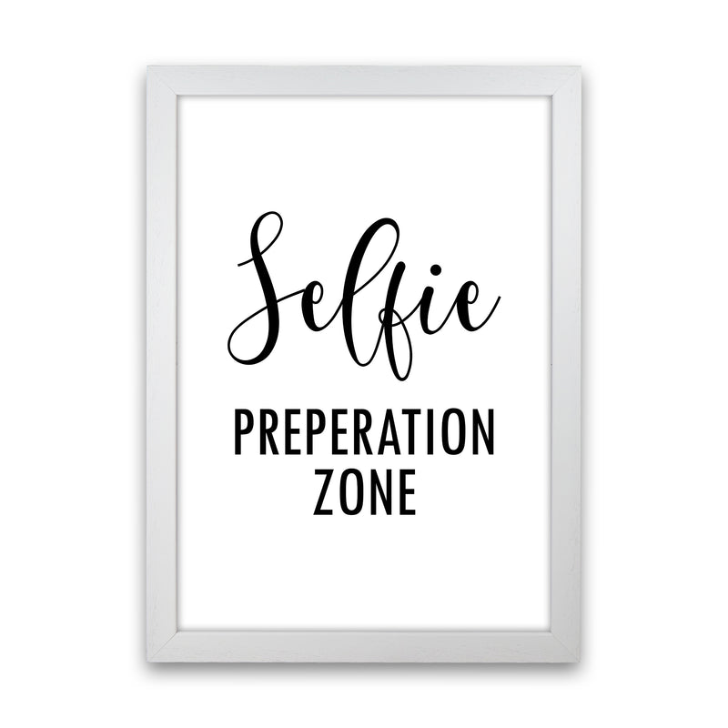 Selfie Preperation Zone  Art Print by Pixy Paper White Grain