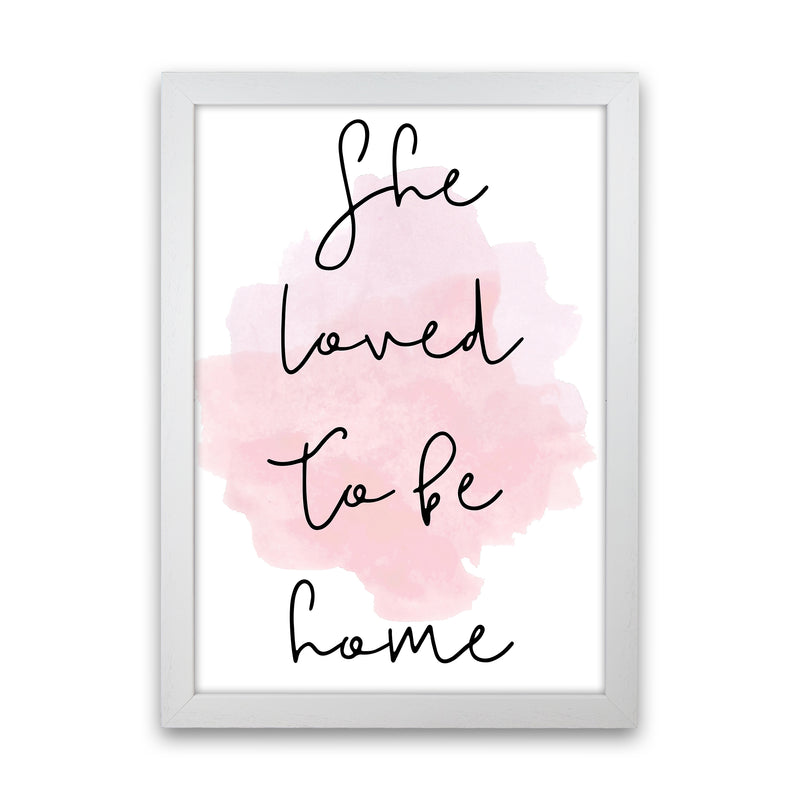 She Loved To Be Home  Art Print by Pixy Paper White Grain