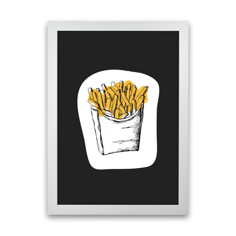 Kitchen Pop Fries Off Black Art Print by Pixy Paper White Grain