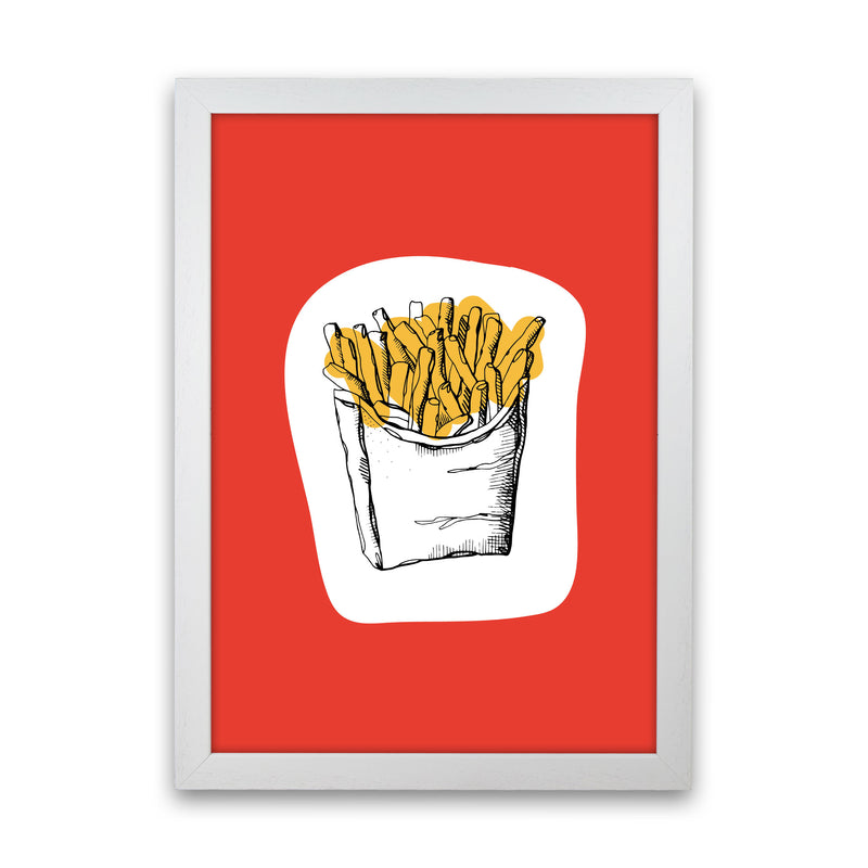 Kitchen Pop Fries Red Art Print by Pixy Paper White Grain