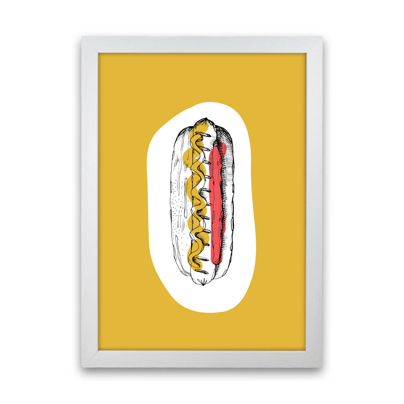 Kitchen Pop Hot Dog Mustard Art Print by Pixy Paper White Grain