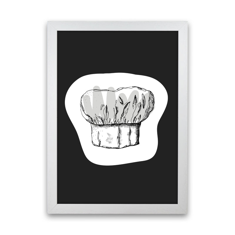 Kitchen Pop Chef's Hat Off Black Art Print by Pixy Paper White Grain