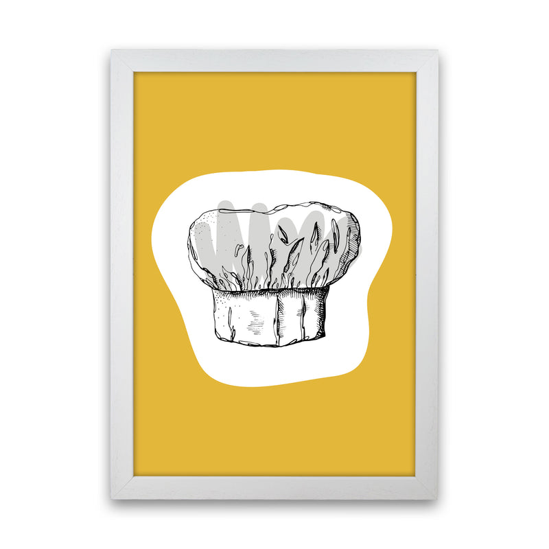 Kitchen Pop Chef's Hat Mustard Art Print by Pixy Paper White Grain