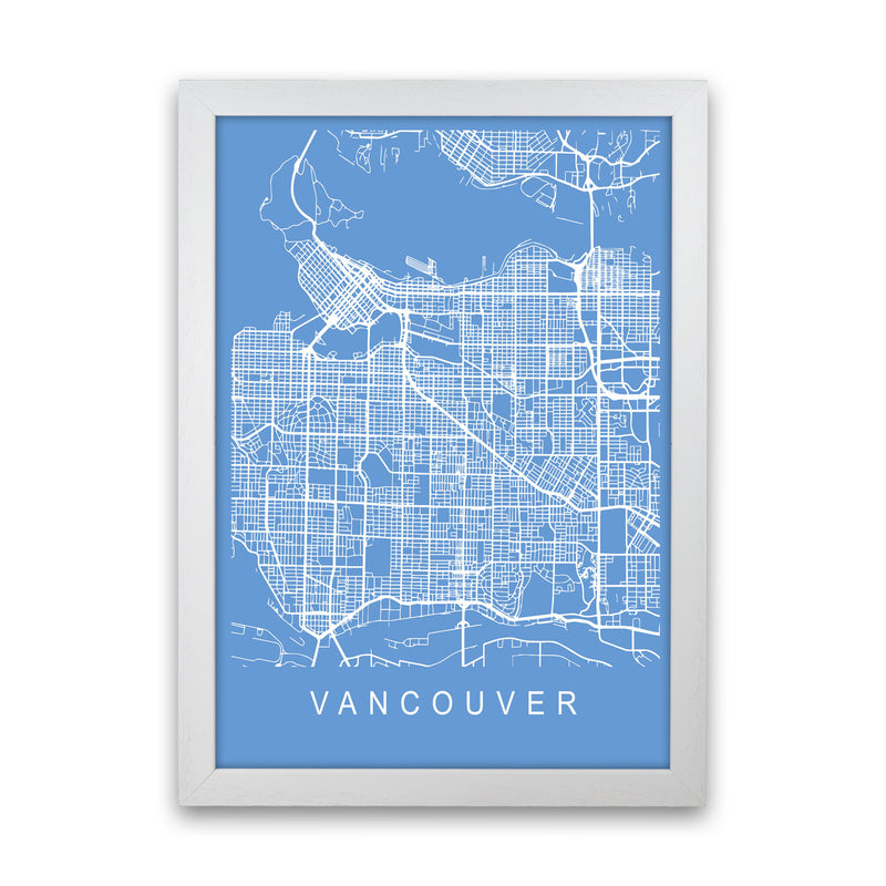 Vancouver Map Blueprint Art Print by Pixy Paper White Grain
