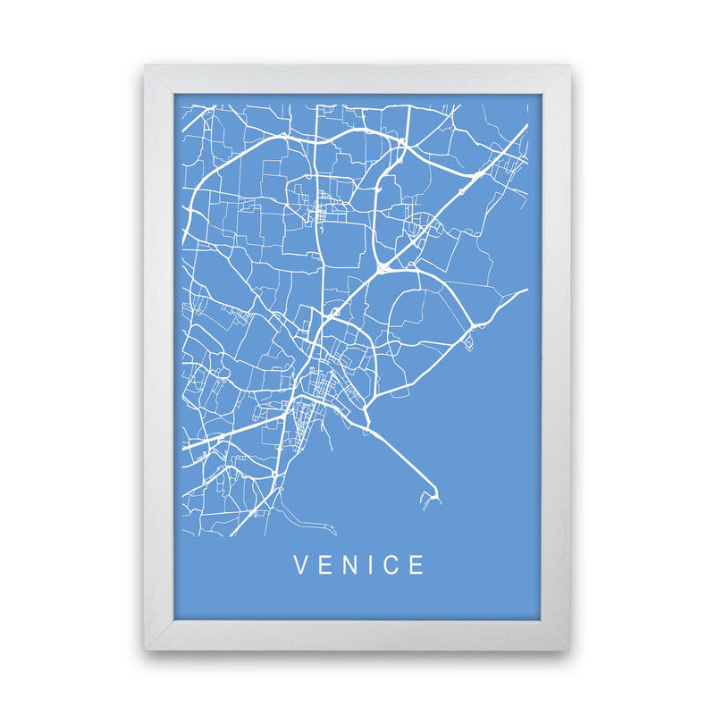 Venice Map Blueprint Art Print by Pixy Paper White Grain