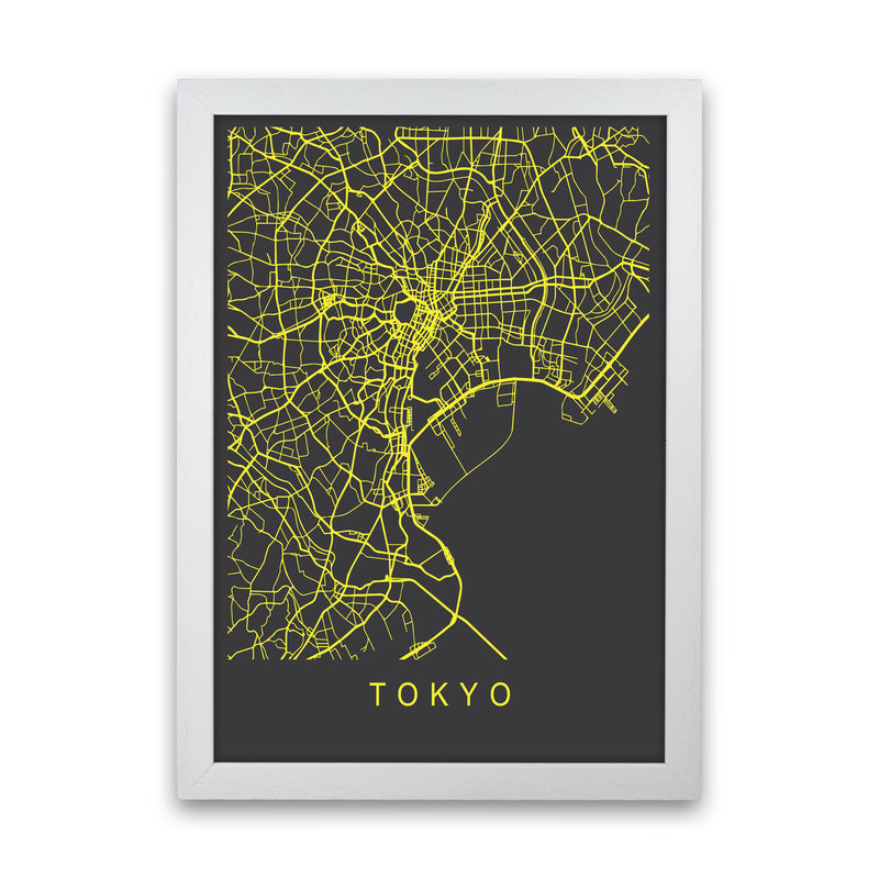 Tokyo Map Neon Art Print by Pixy Paper White Grain