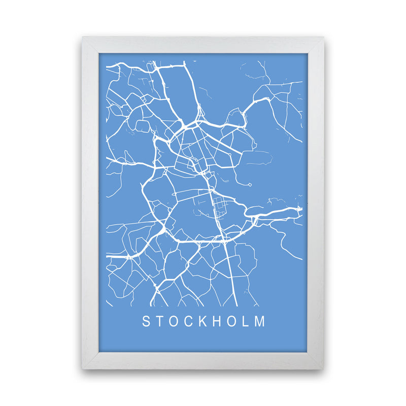 Stockholm Map Blueprint Art Print by Pixy Paper White Grain