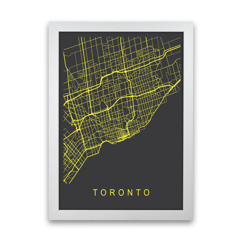 Toronto Map Neon Art Print by Pixy Paper White Grain