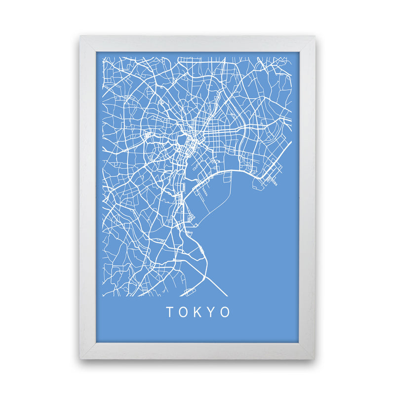 Tokyo Map Blueprint Art Print by Pixy Paper White Grain