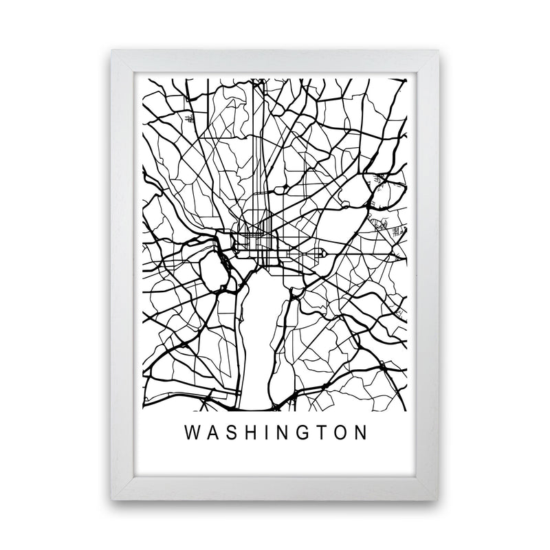 Washington Map Art Print by Pixy Paper White Grain