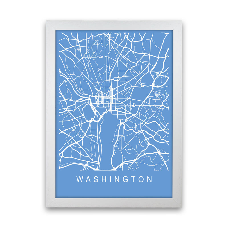 Washington Map Blueprint Art Print by Pixy Paper White Grain