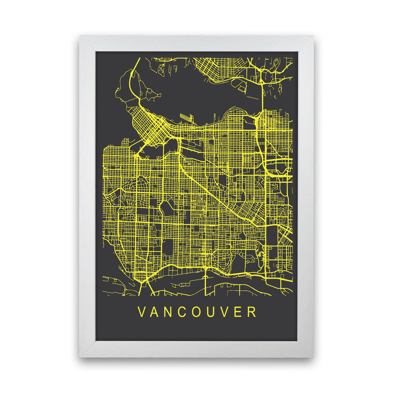 Vancouver Map Neon Art Print by Pixy Paper White Grain